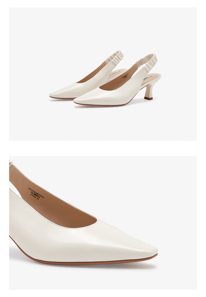 73hours女鞋优雅酒杯跟单鞋高跟后空凉鞋心动和弦2022春款米白色38