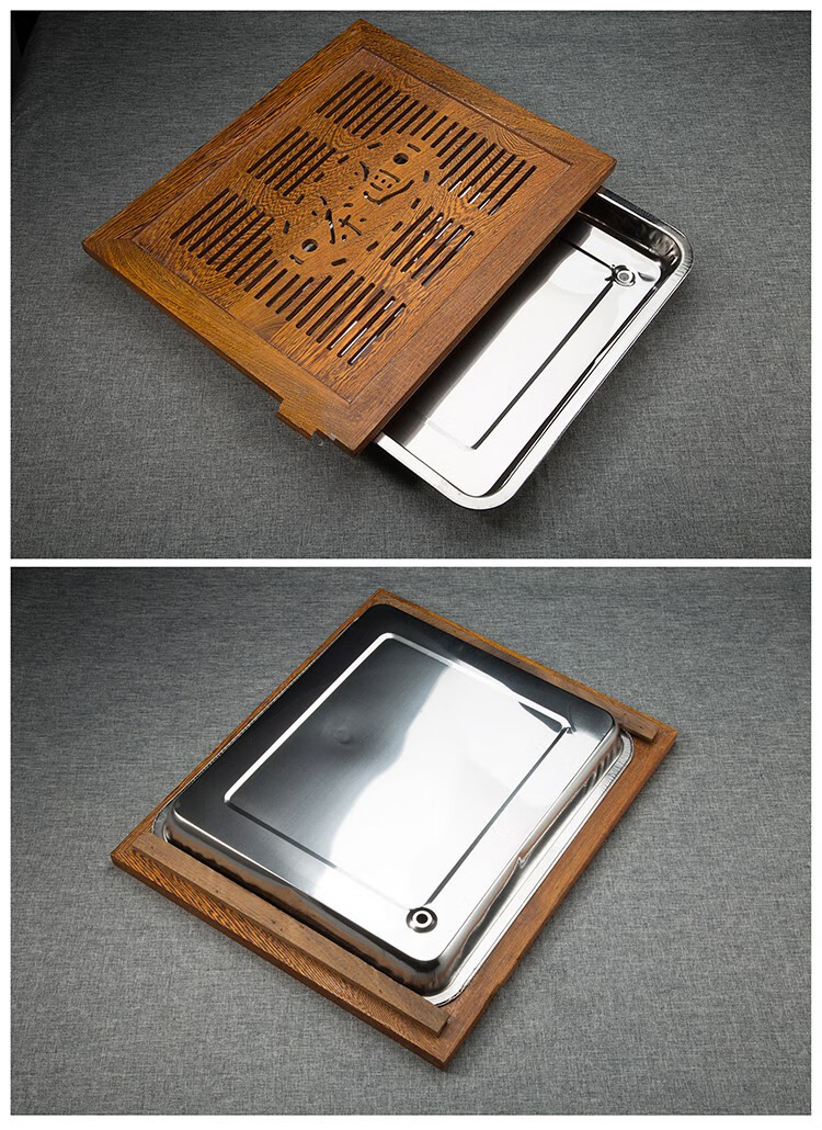 茶桌配件漏水板茶台漏水板配件嵌入式茶盘托盘实木茶桌红木茶几中间