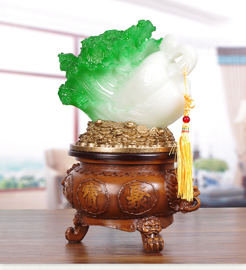 摘宝楼 玉白菜摆件送人店铺前台装饰创意礼物聚宝盆朋友闺蜜美容院
