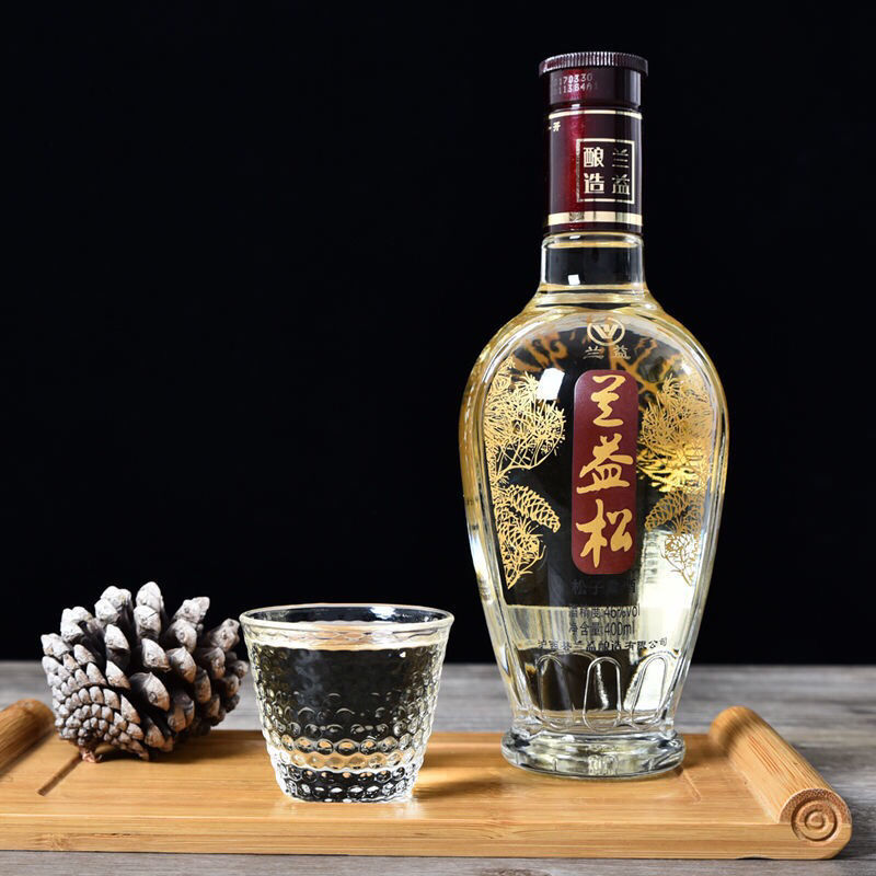 兰益松子酒瓶装 云南兰益松三年陈纯松白酒 整箱46度400ml 150mlx12杯