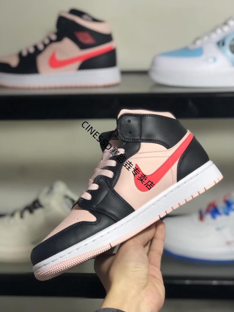 【官方旗舰】aj黑粉色中帮男女情侣复古休闲运动板鞋实战篮球鞋554725