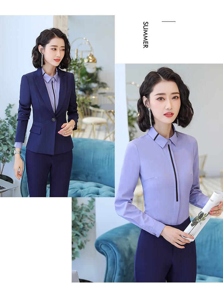 时恋娇衣女教师职业装免烫小西装三件套秋冬酒店银行工作西服 黑色西