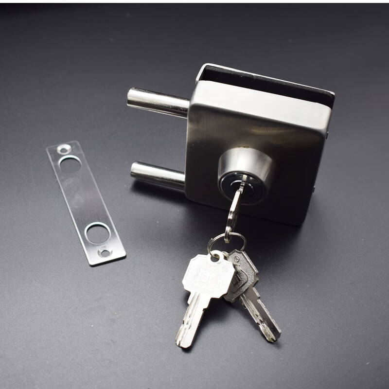 方形玻璃门锁单门双门锁单开双开锁方型双开门玻璃门插锁免开孔 130g