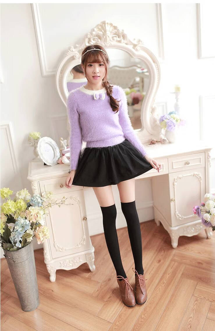 浪莎同款高筒袜女长袜过膝日系学生夏cos中长筒袜黑白色大腿半截丝袜