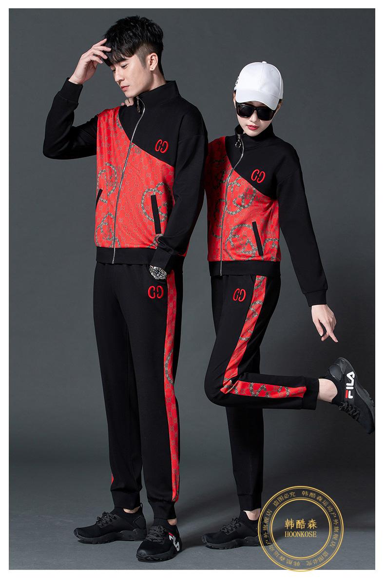 轻奢品牌运动套装男女春秋时尚情侣装大码两件套女休闲运动服男卫 