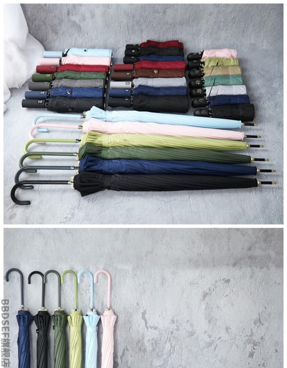 沛欣全自动晴雨伞 折叠黑胶五折伞三折伞复古16骨长柄伞男女雨伞 kl