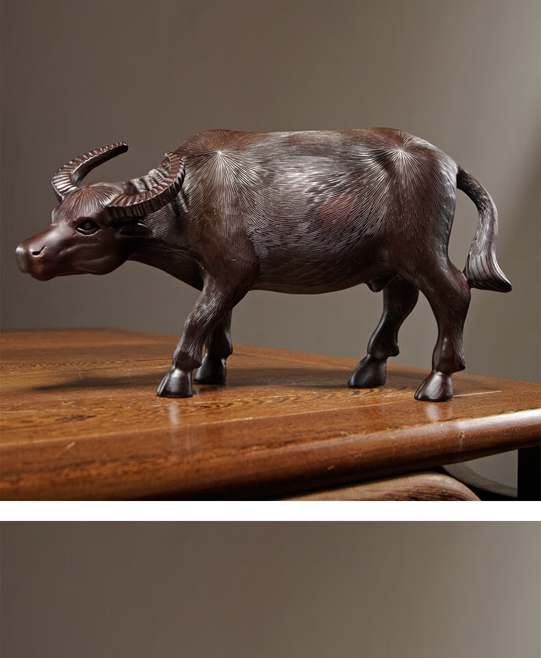 黛安缇木雕十二生肖水牛摆件实木牛气冲天家居办公装饰红木工艺礼品