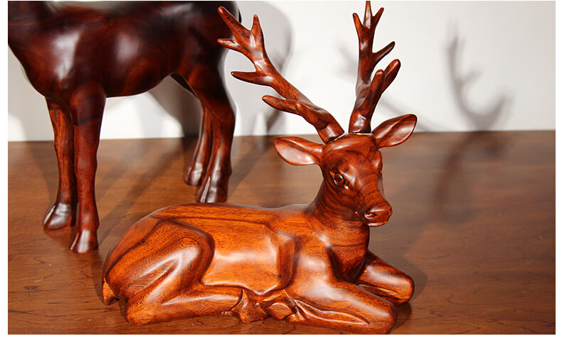 东阳木雕木雕客厅酒柜装饰品玄关电视柜摆件家居饰品创意鹿工艺品摆设