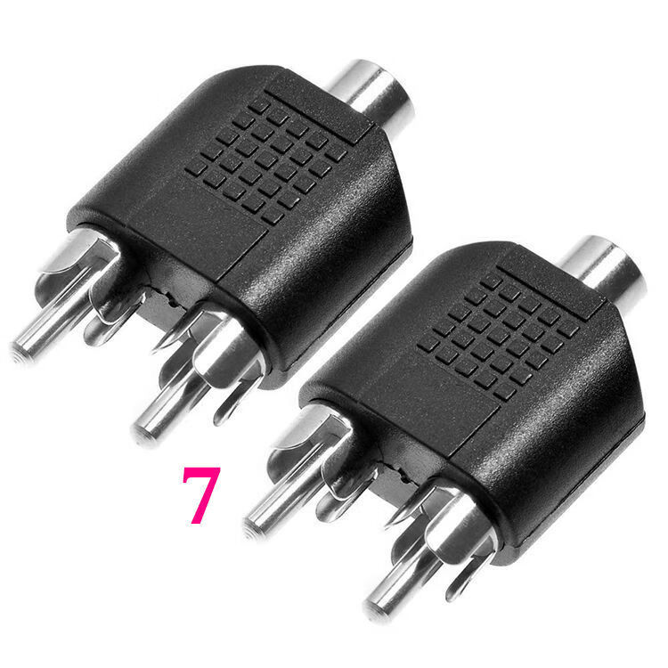 千石音频线转接头35mm公转莲花母rca一分二转换线音响功放分线器1565