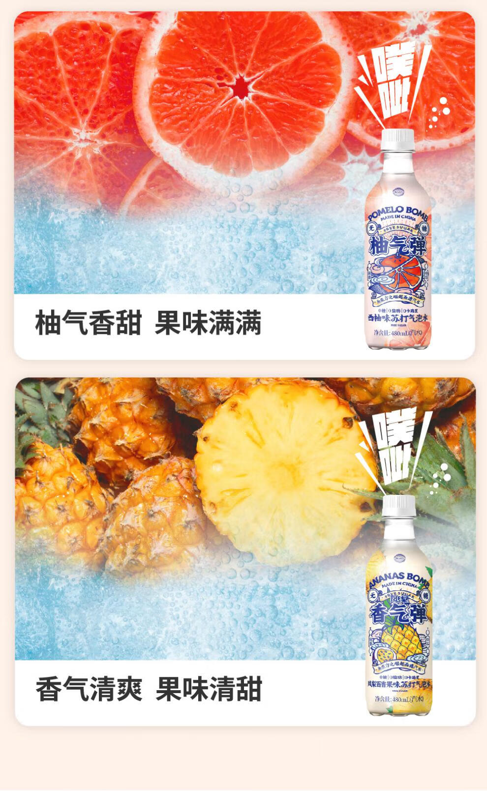 果子熟了气泡水 480ml*瓶 15瓶 多规格 多口味 东方制造无蔗糖 气泡水