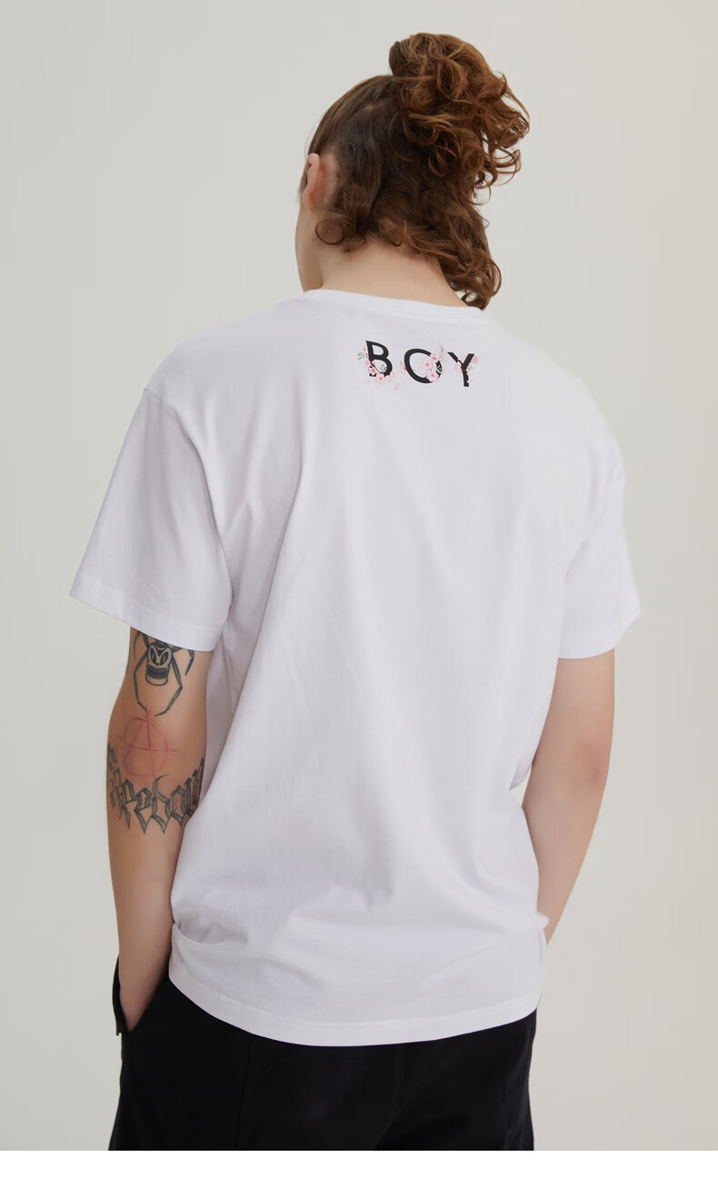 boy london 2020夏新款樱花缠绕老鹰logo情侣装t恤 b202nc403401 白色