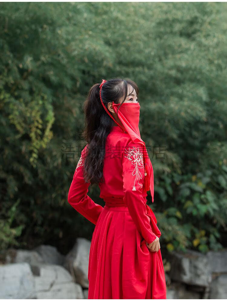 汉服古代古风面纱遮脸半透飘逸舞蹈表演古装配饰面帘同款wqq 蝶恋白色