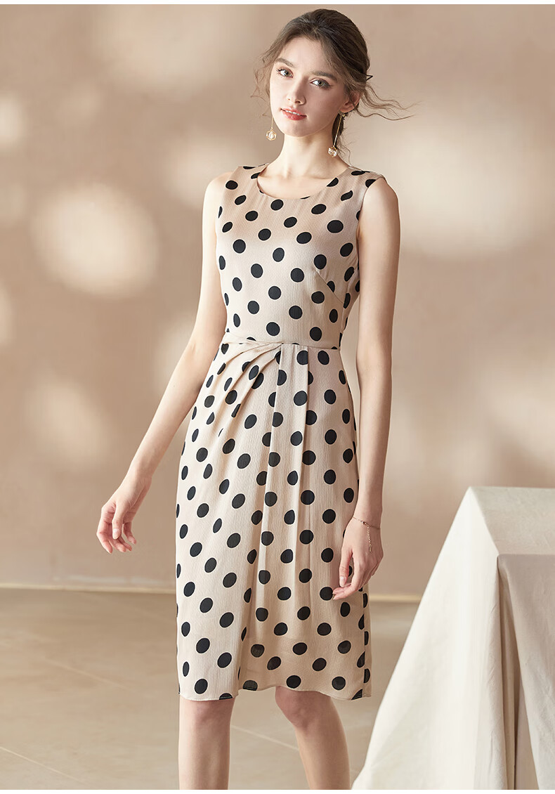 cuf 香港潮牌 波点无袖连衣裙女装2020夏季新款收腰显瘦中长款复古