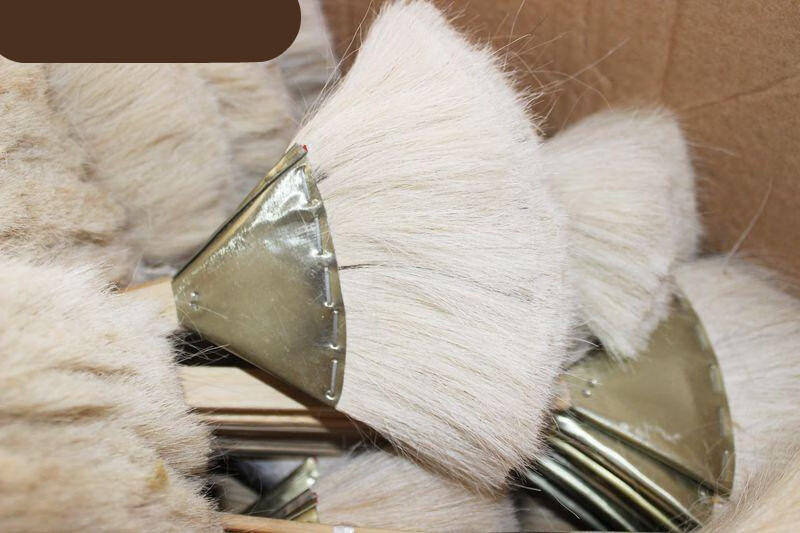 铸造工具80担笔掸笔扫笔涂料笔铁夹笔羊毛刷翻砂用刷3cm竹柄羊毛刷