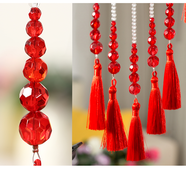 网红珠帘红色水晶帘子玄关客厅隔断帘鞋柜挂帘结婚卧室紫金珠帘门帘免