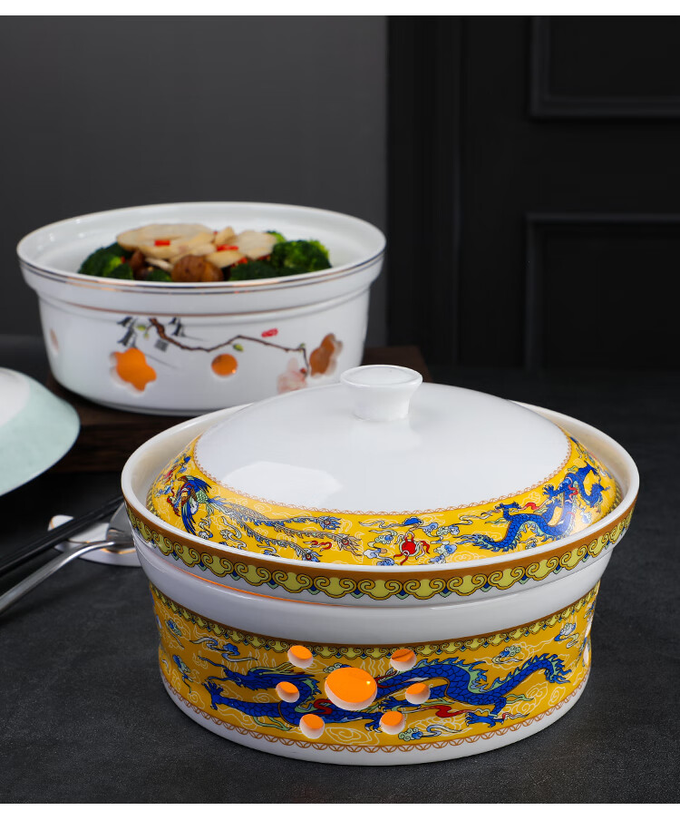 酒店陶瓷蜡烛加热餐具明炉家用菜保温菜盘子汤盘鱼盘干锅菜盘中式菁蔻