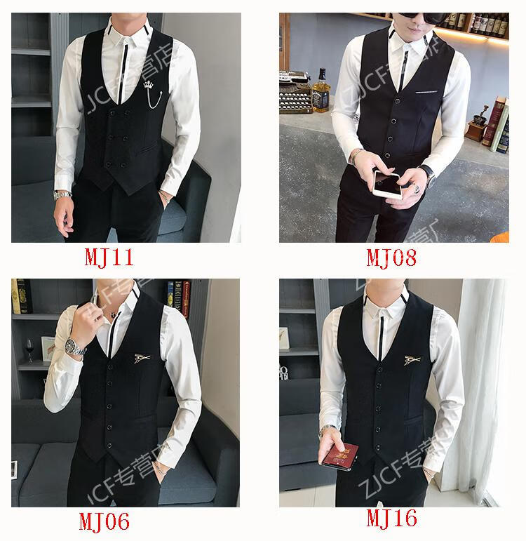 西装马甲男调酒师工作服酒店服务员马夹发型师男女餐厅潮藏青色lp779m