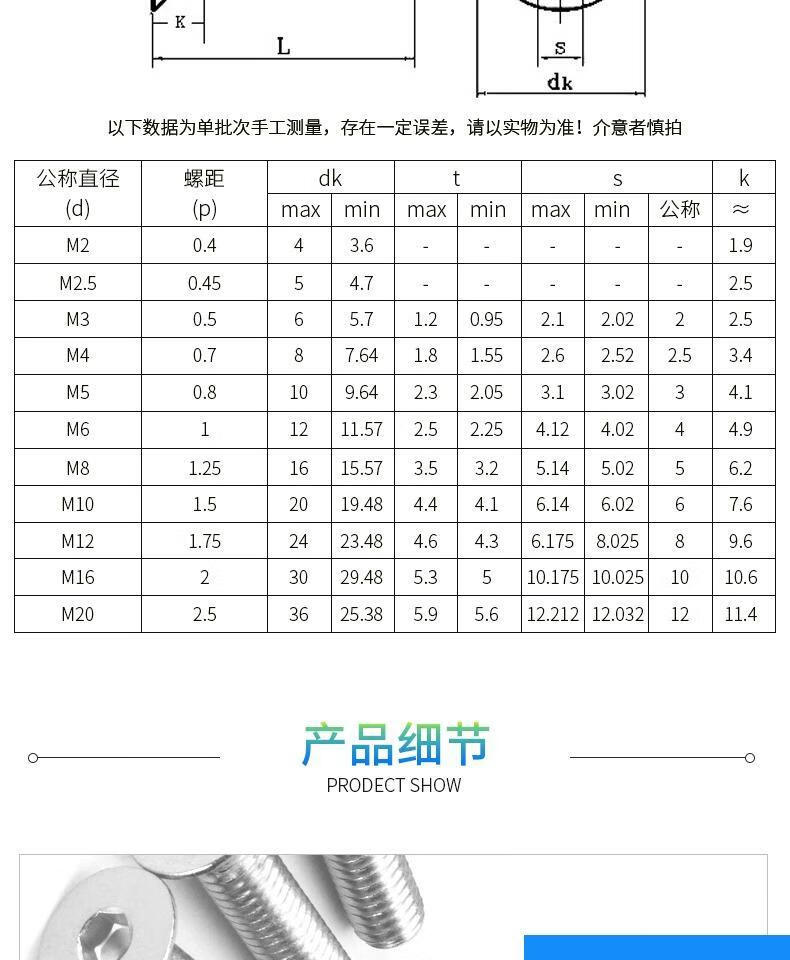 m2m25m3m4m5m6m8m10m12m16不锈钢沉头平头内六角螺丝mm定制m2直径2mm