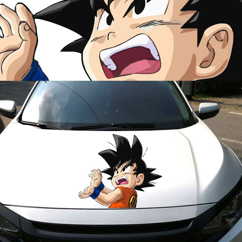 fgacct汽车个性创意车贴七龙珠动漫赛亚人创意卡通车贴孙悟空划痕后窗