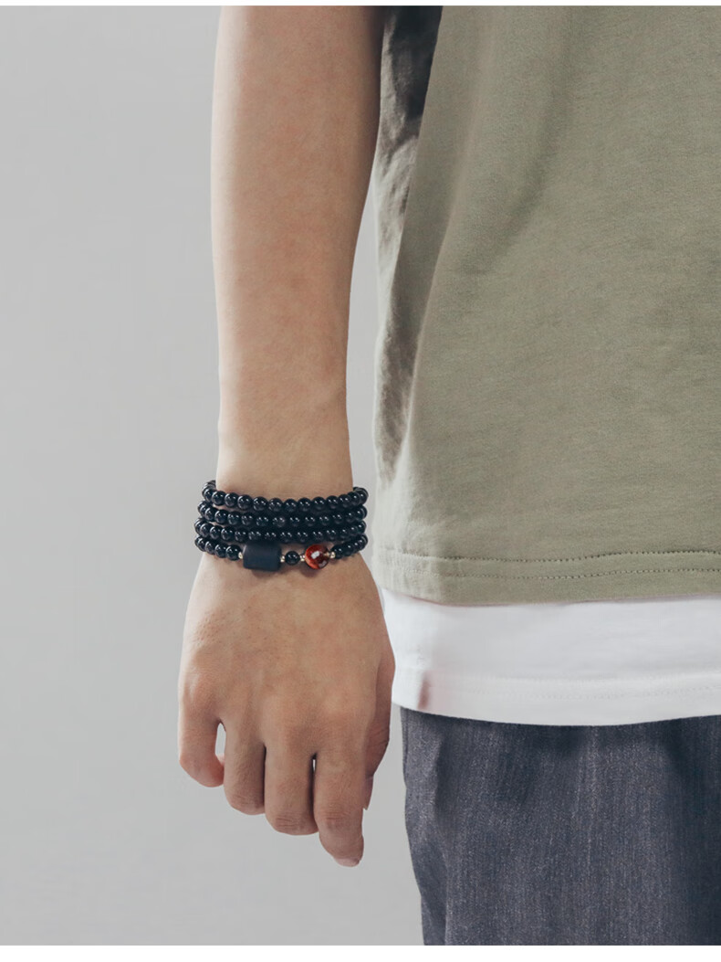 珍韵缘韩版珠串情侣男士手链男黑曜石个性手串潮男手腕饰品男生首饰