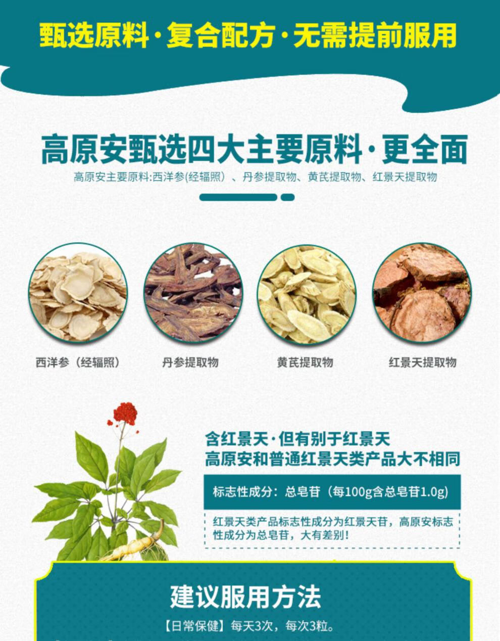 高原安胶囊抗高原反应西藏旅游自驾缺氧另有红景天胶囊口服液