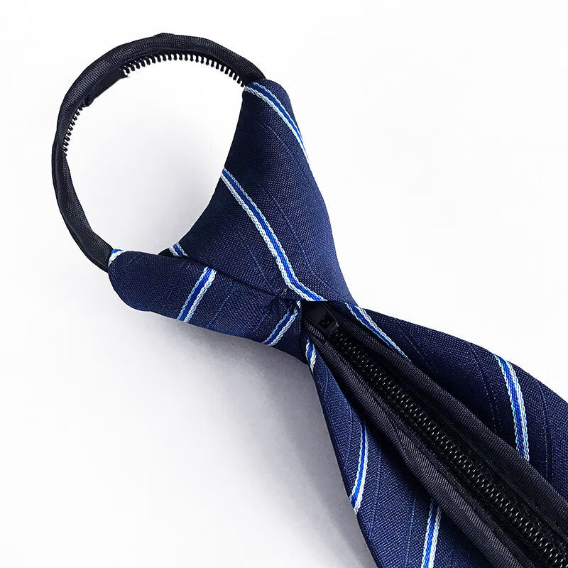 希尔库班懒人领带新品拉链领带男士宽商务斜条纹易拉得懒人款礼盒装