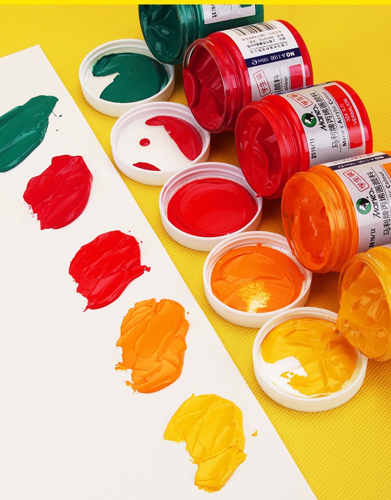 马利牌丙烯颜料100ml套装初学者美术生12色24色手绘diy墙绘专用防水不