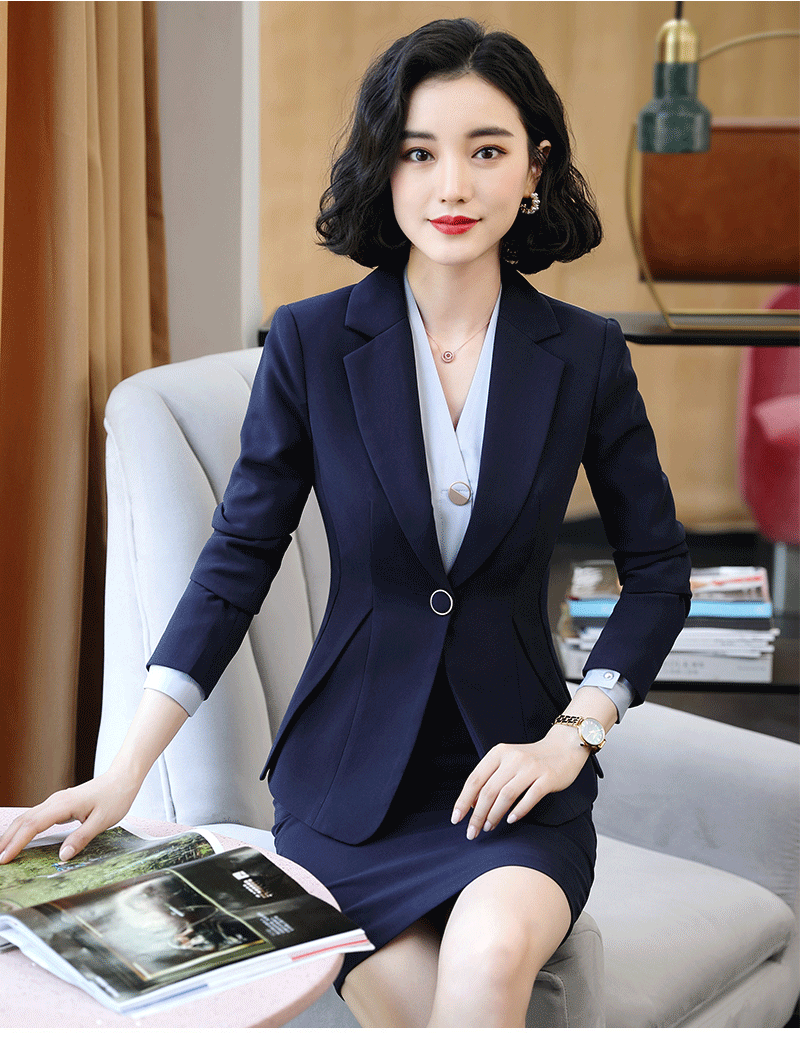 罗蒙秋冬职业装套装女正装西装两件套裙ol通勤制服珠宝店长导购工作服