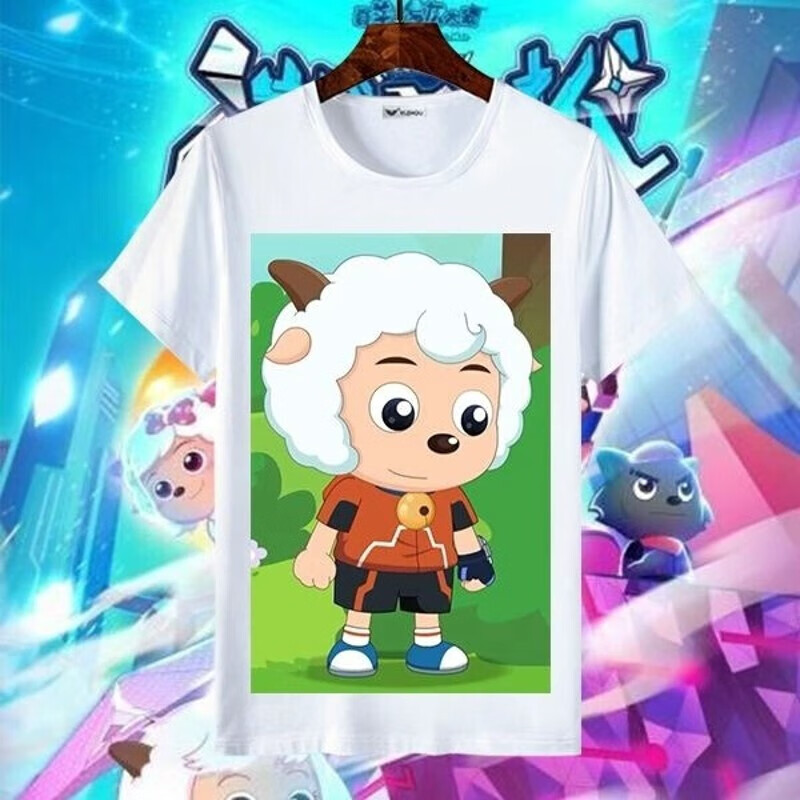 万代喜羊羊与灰太狼之决战次时代短袖t恤男女2021夏季童装衣服纯t 3