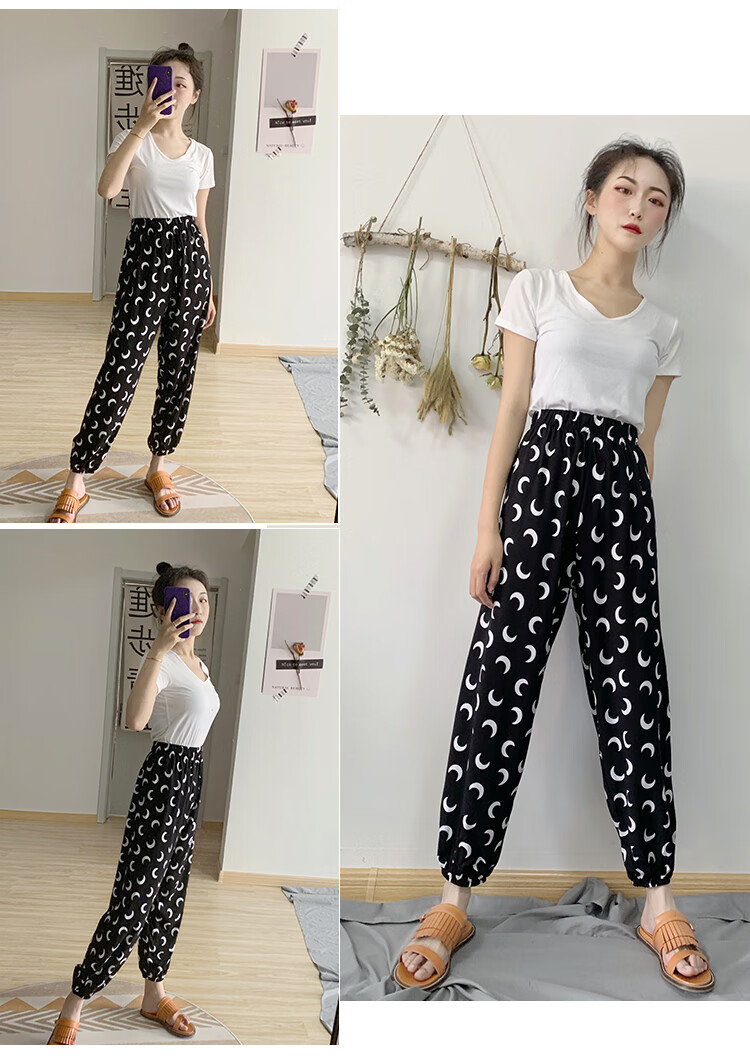 成人棉绸裤防蚊裤束脚宽松大人女士夏季凉凉裤薄款休闲灯笼裤显瘦
