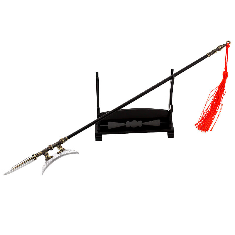 oloey古代三国冷兵器 大号吕布单月戟复古经典金属兵武器模型玩具摆件