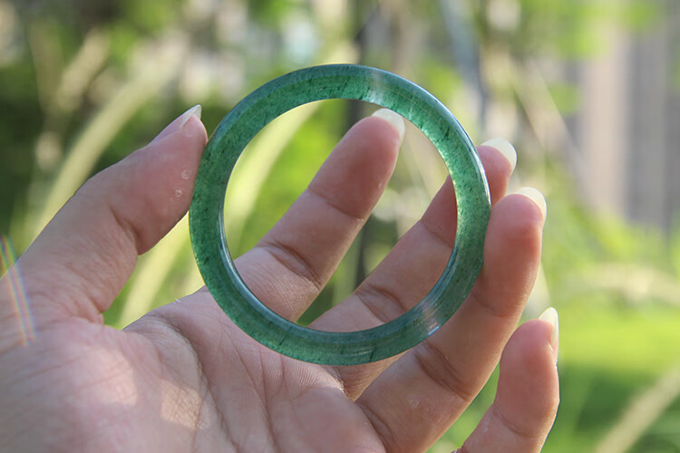 拾吟 天然绿草莓晶手镯 冰种草莓晶水晶青翠绿细圆条镯子 9号- 圈口52