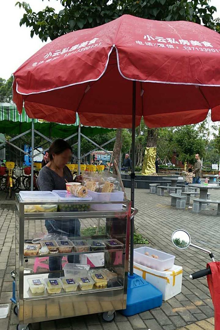 不锈钢小吃手推车餐饮点心糕点车食品柜凉菜摆摊早餐快餐车餐车蓝族