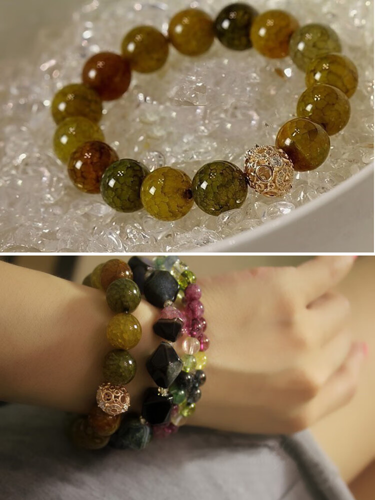 龙纹石龙鳞玛瑙单圈手链男女情侣款佛珠首饰品 12mm【图片 价格 品牌