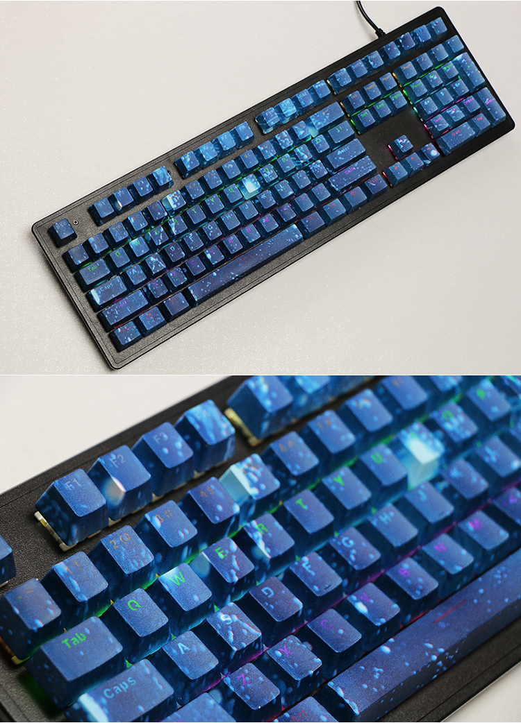 普泽罗机械键盘键帽罗技k845键帽透光水转印ikbc104cherrymx10机械师