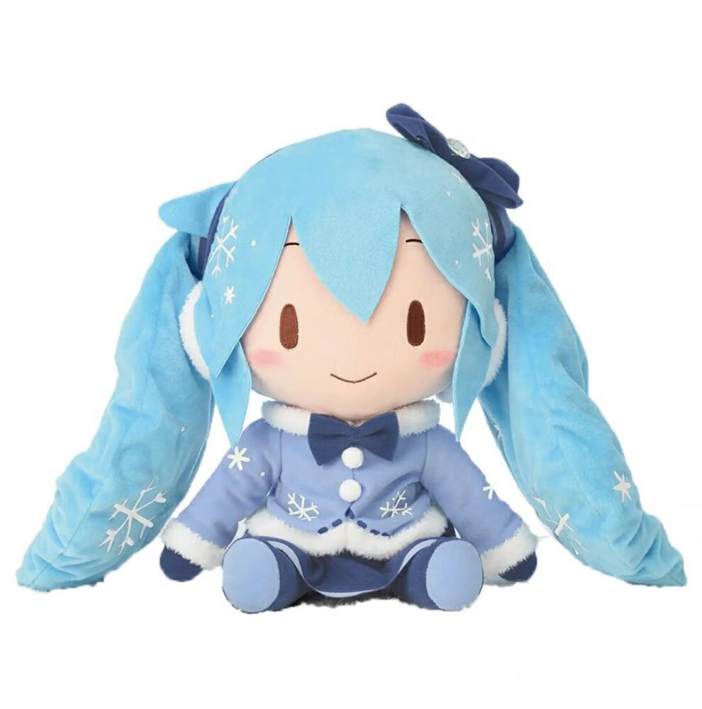 世嘉sega 雪初音未来fufu 蝴蝶结 布偶玩偶可爱毛绒公仔抱枕娃娃周边