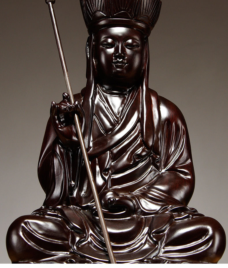 今轩堂木雕地藏王佛像家用供奉地藏王菩萨摆件实木雕佛像红木雕刻工艺