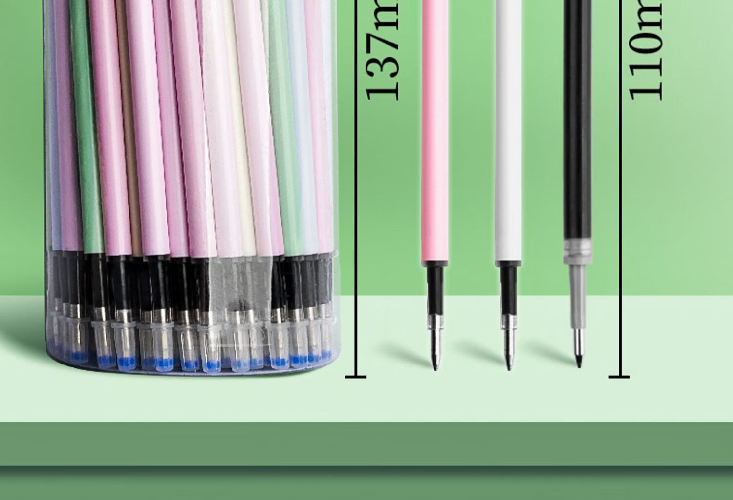 睿识按动笔芯筒装按动式中性笔芯05黑色子弹头学生用刷题粗管大容量