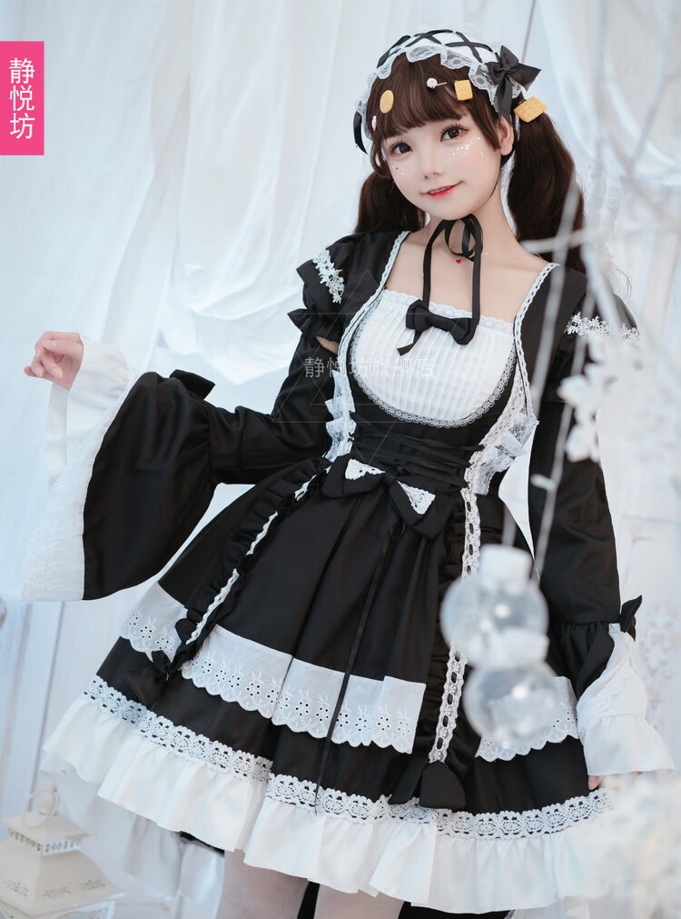 原创cosplay服装黑白女仆装cos洋装女装lolita哥特燕尾服女佣装2020