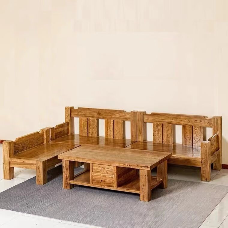 老榆木全实木沙发新中式小户型沙发现代简约客厅家具厂家直销特价梅兰