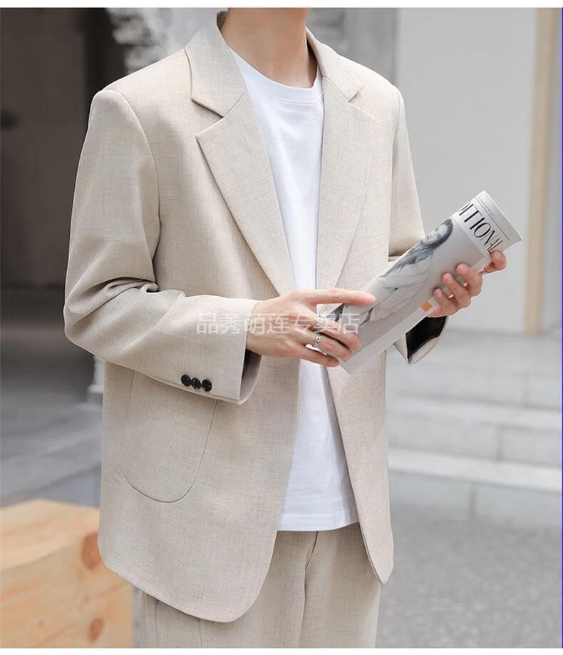 新款西装套装休闲宽松西装青年春帅气雅痞网红英伦风黑色一粒单排s