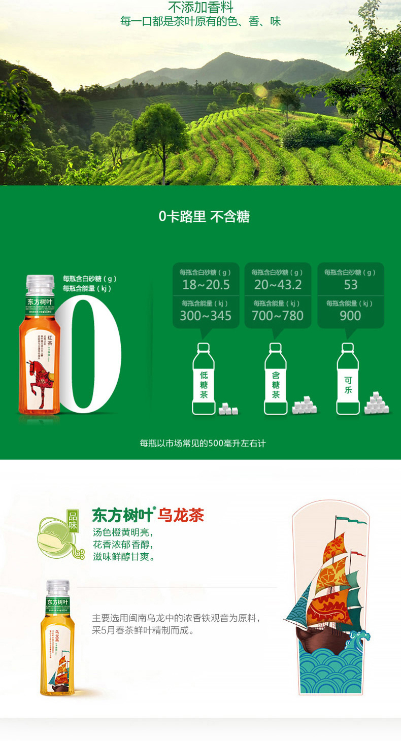 东方树叶500ml*15瓶玄米茶青柑普洱乌龙茶 东方树叶茉莉花茶335ml*15