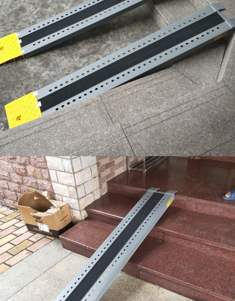 定做 便携式无障碍楼梯坡道板摩托轮椅自行车上车上楼台阶板斜坡板装