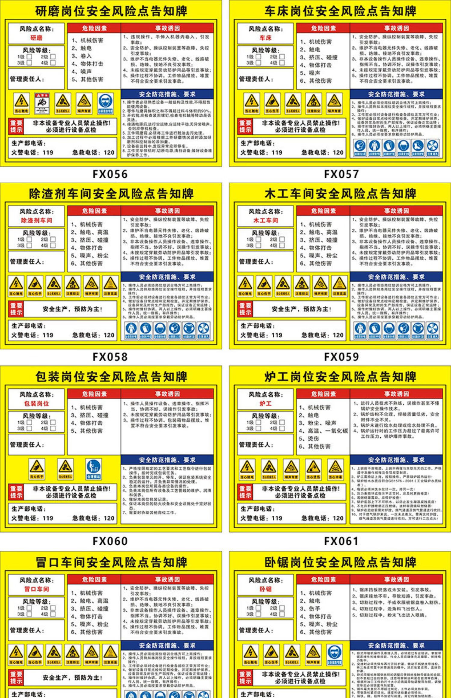 梦倾城防爆柜安全风险点告知牌 岗位告知卡配电房室工厂车间仓库空