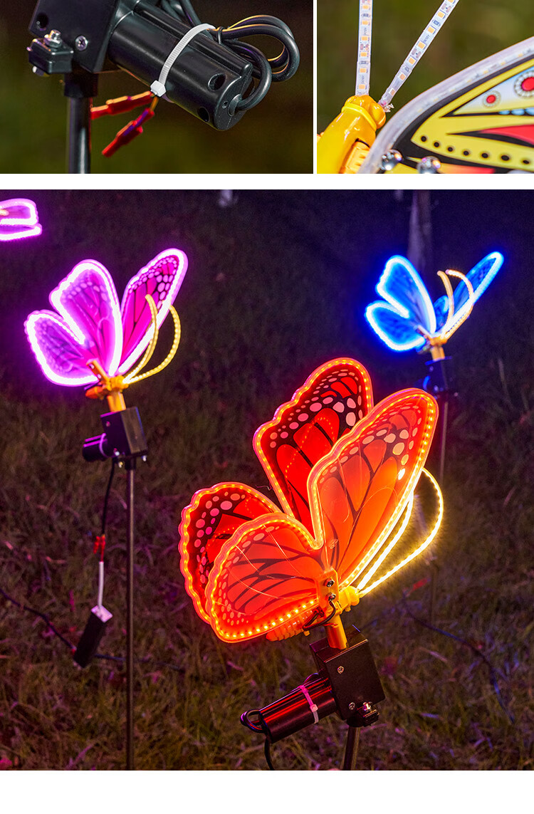 led蝴蝶燈戶外防水彩燈過新年公園草坪小區工程亮化燈掛樹造型燈 藍光