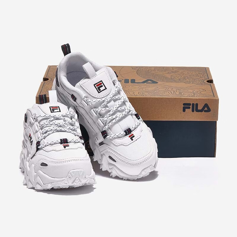 fila韩国斐乐猫爪鞋时尚拼接防滑透气运动休闲鞋 白色/1jm00801-125