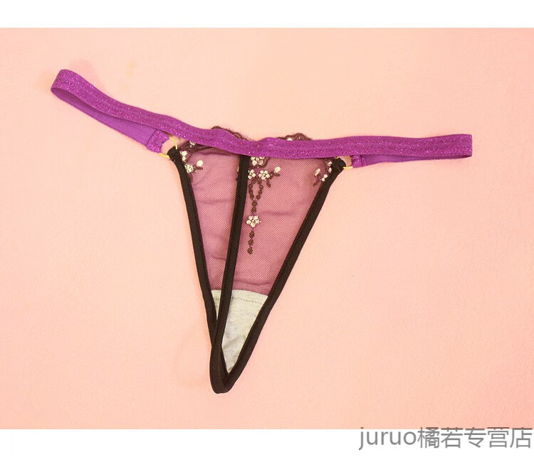 丁字裤 一根线女人透明内裤低腰丁子裤 内衣女欧美性感内裤透明网纱
