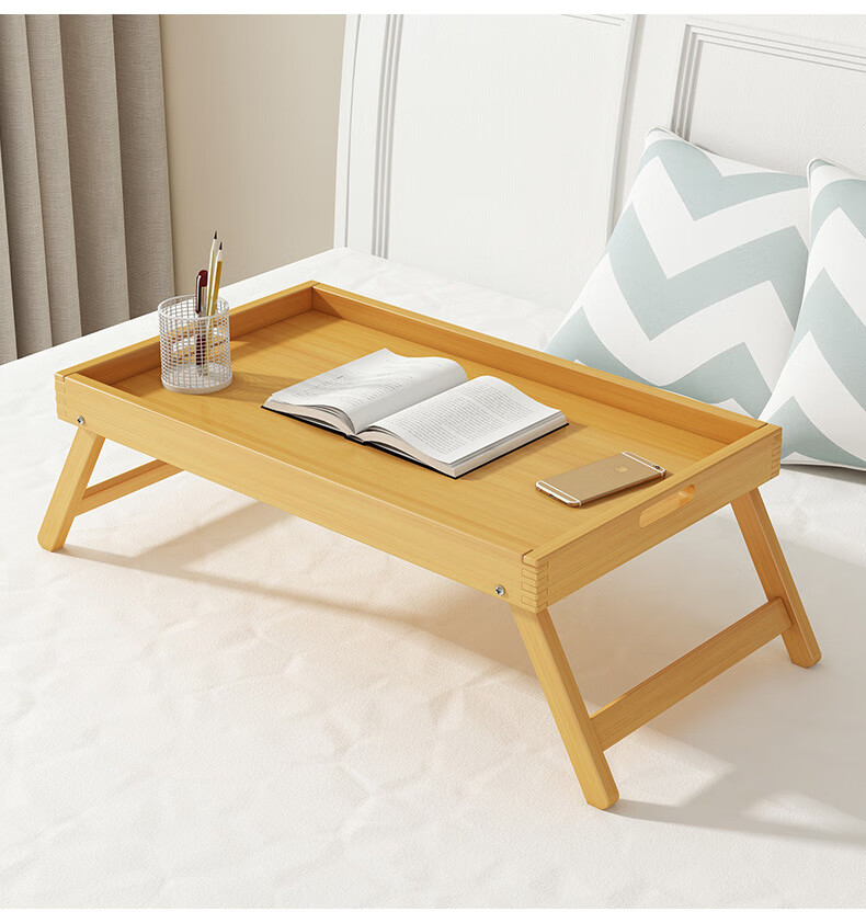 汉权竹制折叠懒人床上简易电脑桌早餐桌飘窗桌带腿托盘小桌子学习书桌