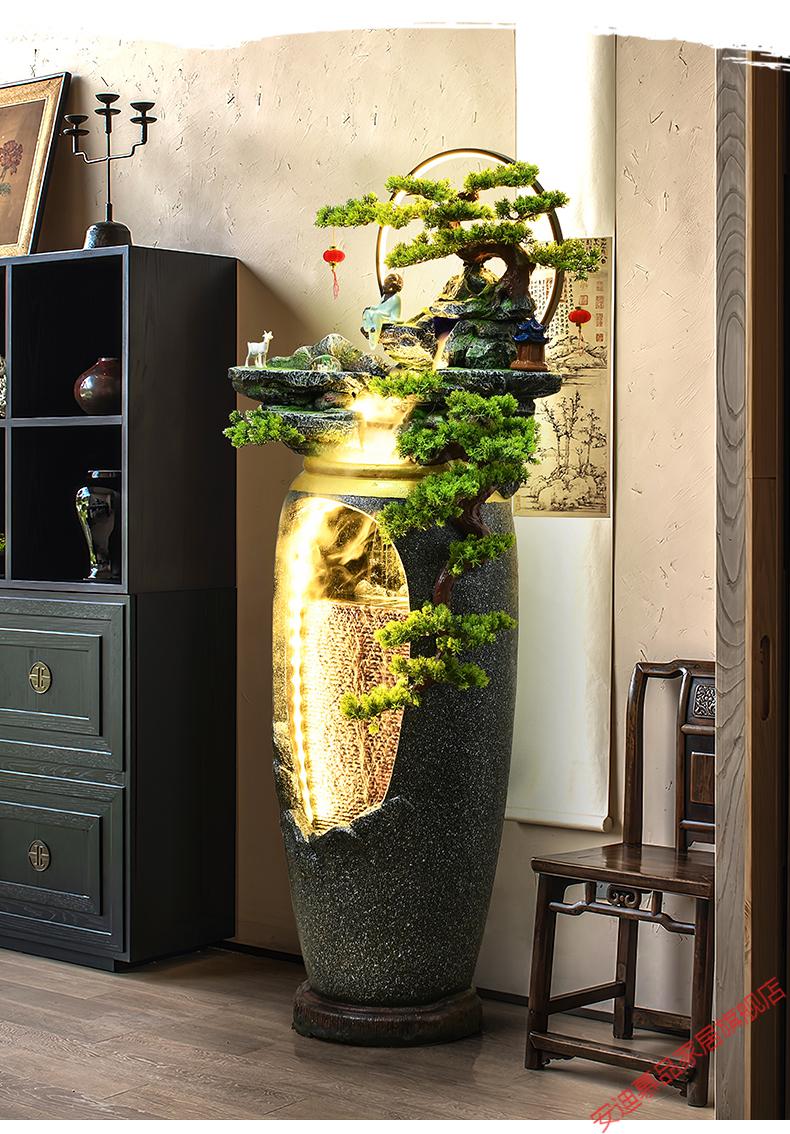 安迪慕品轻奢高档装饰摆件礼品中式流水喷泉落地家居造景客厅室内假山