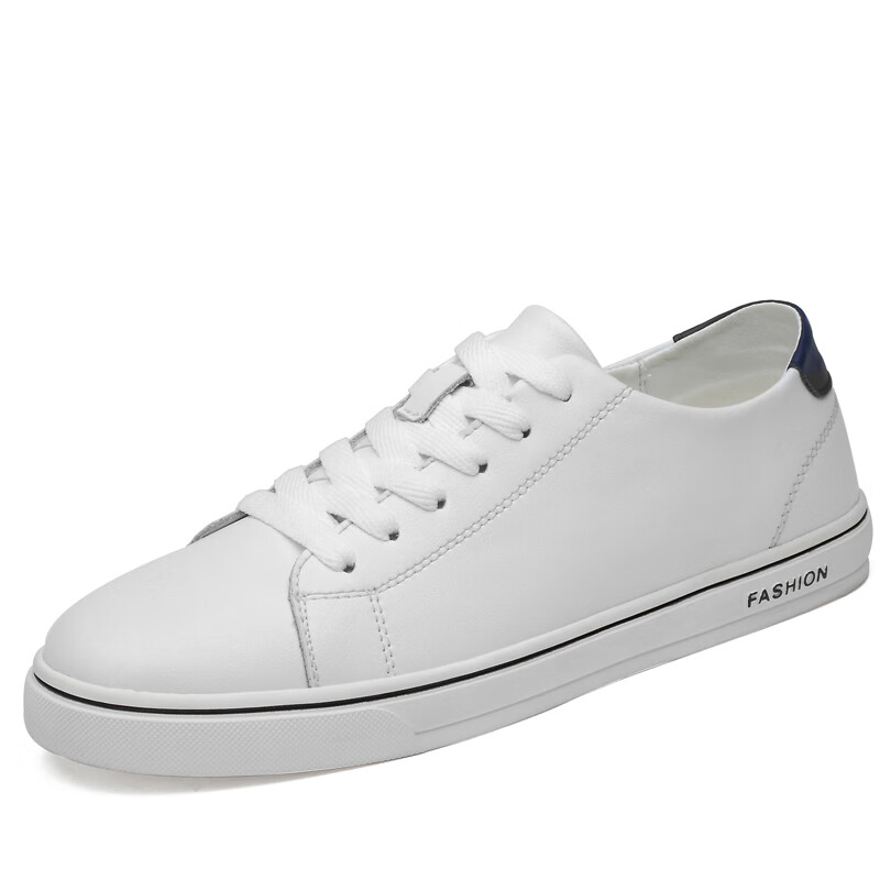 芬普达男鞋秋冬季休闲皮鞋子男士板鞋二层皮2019新款木森林鞋子 白色